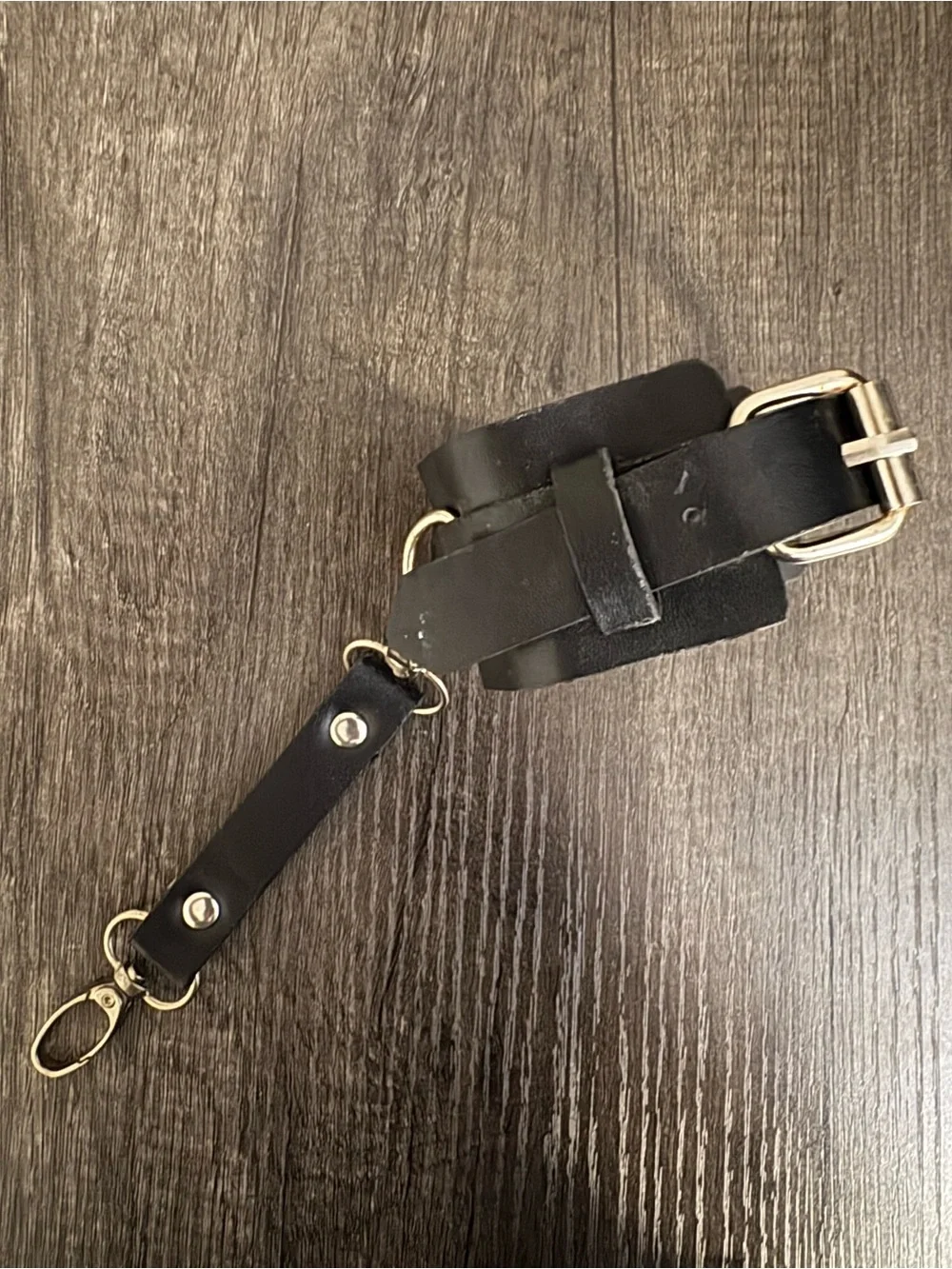 Black Unisex Wrist Cuff with Silver Hardware